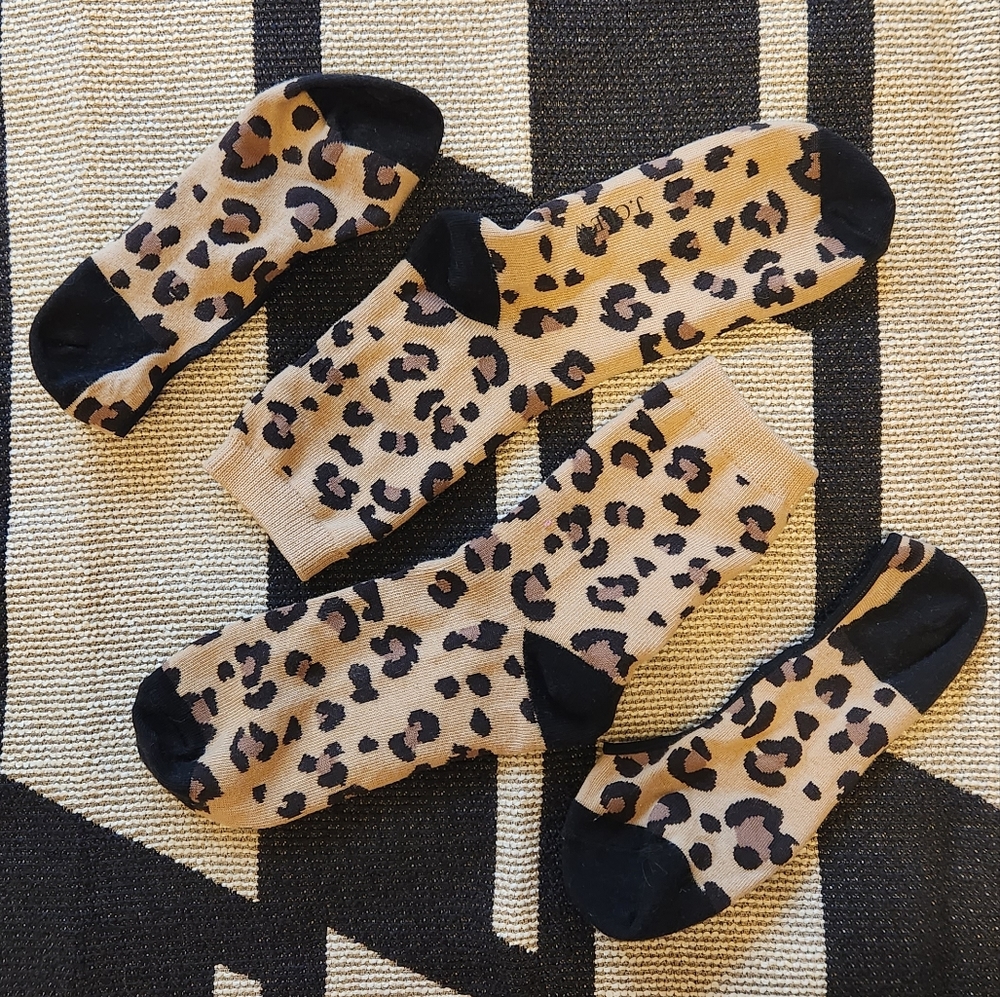 JCrew Leopard print socks and peds